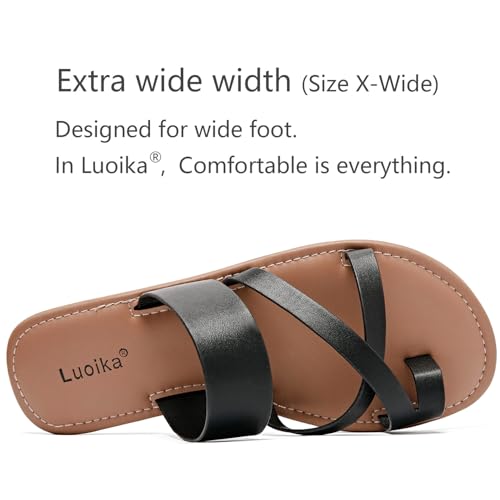 Luoika Women's Wide Width Flat Sandals Summer Beach Shoes for Casual Use
| Luoika Women's Wide Width Flat Sandals Slip